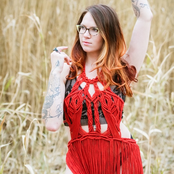 Handmade Macrame Crochet Dress Shibari Cut Out Designer Fashion Week - Picture 4 of 12